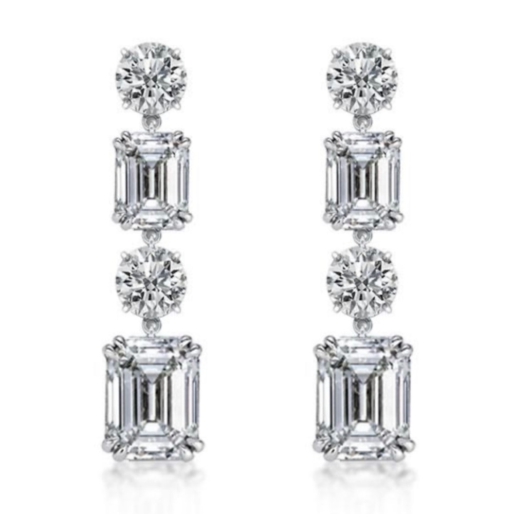 Italo Emerald Created White Sapphire Drop Earrings - Picture 2 of 5